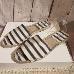 Mint & Rose Olivia for Anthropologie Striped Canvas Leather Lined Espadrilles 7m